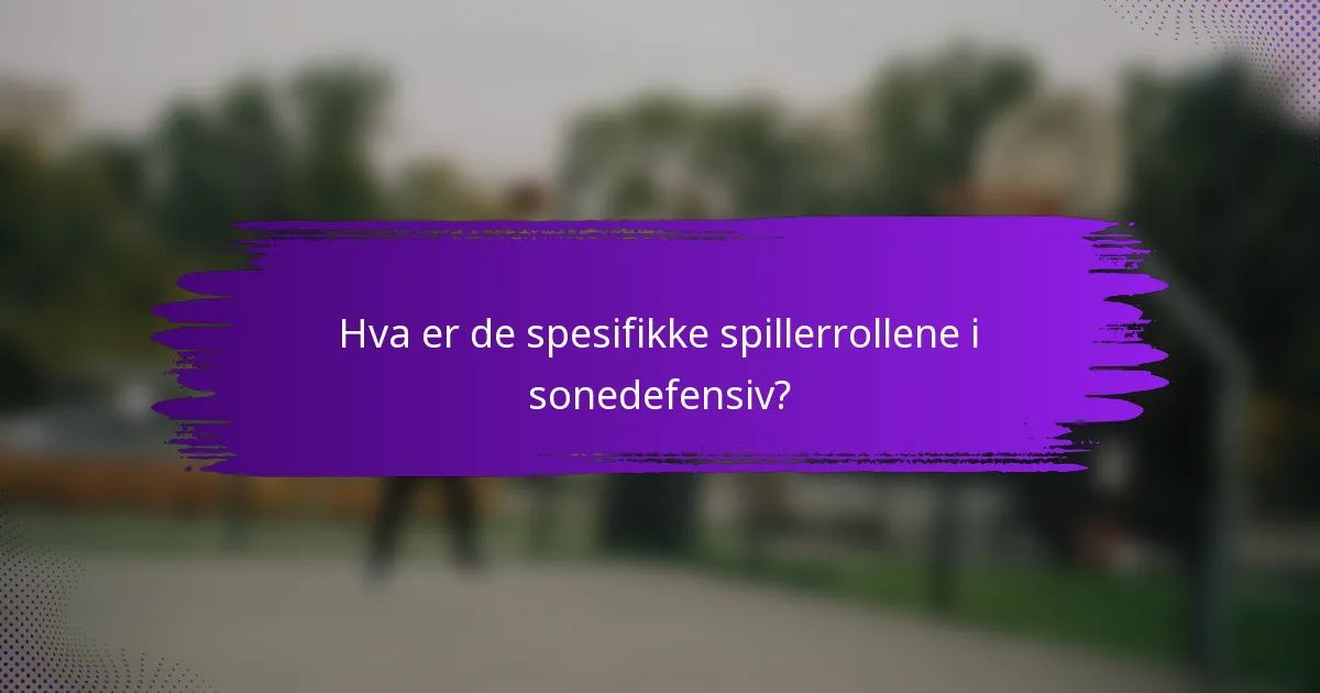 Hva er de spesifikke spillerrollene i sonedefensiv?