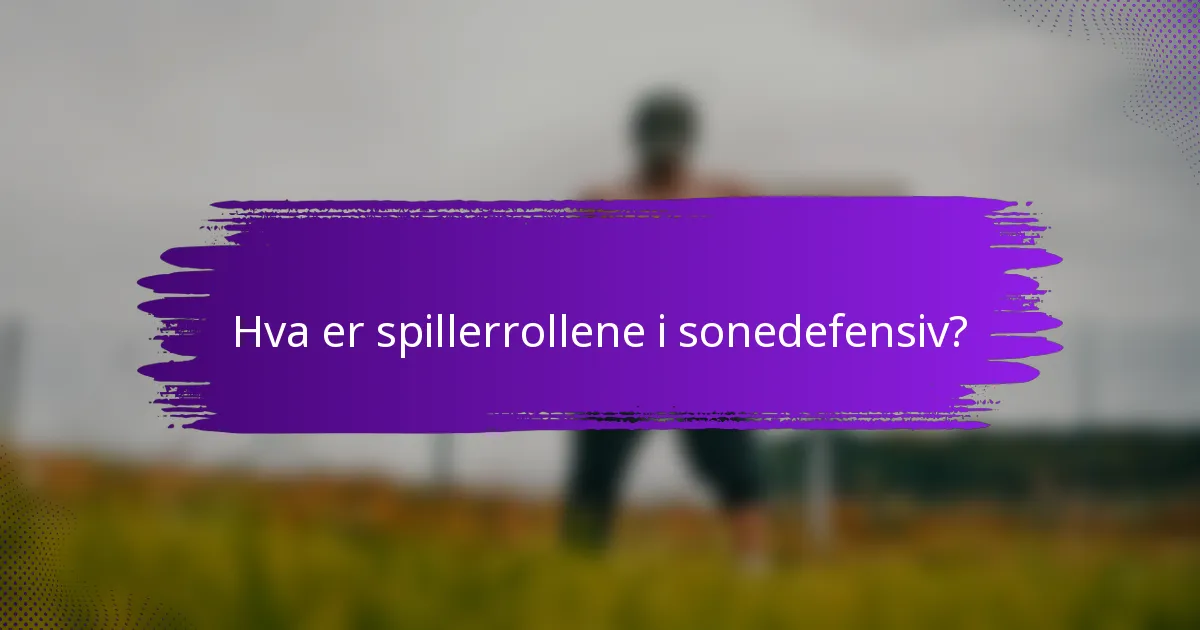 Hva er spillerrollene i sonedefensiv?